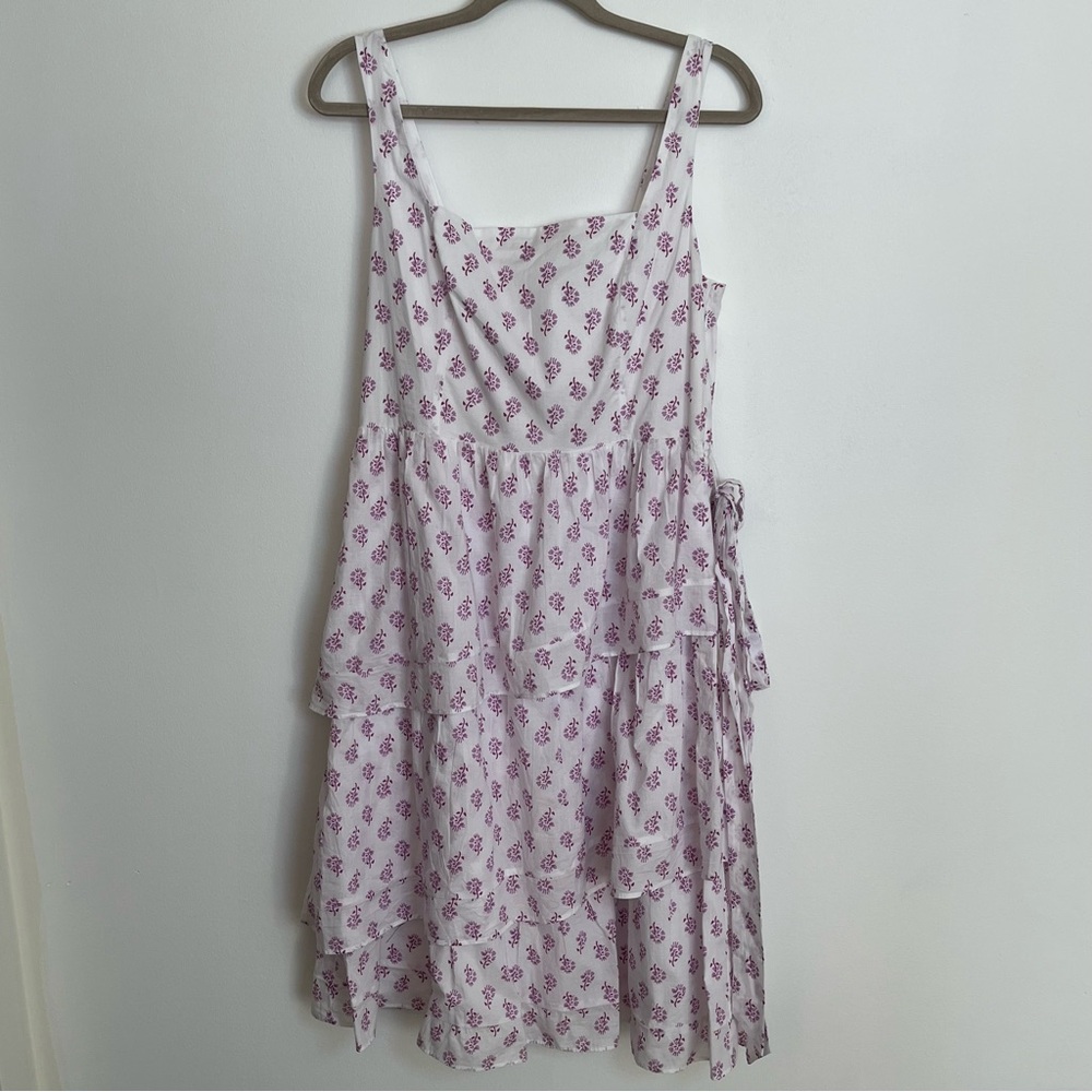 J. Crew Lavender Cotton Sz12 Asymmetrical Floral Ruffles Tiered Dress Cotton NWT